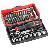 Facom R2NANO Hexagon Socket Set Plus Bits in Plastic Case, 1/4" Drive, 5.5mm-14mm, 38 Pieces