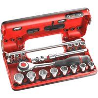 FACOM J.360DBOX1 Dbox Set, 6-Point, 3/8" Sockets, 18-Piece, 50 mm Height, 124 mm Width, 280 mm Length