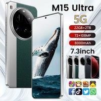 2025 New M15 Ultra Original Mobile Phones 7.3inch Smartphone 5G Dual Sim Android 14 Cellphones Global Version 8000mAh Cell Phone