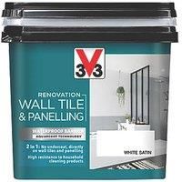 V33 Renovation White Satinwood Wall Tile & Panelling Paint, 750Ml