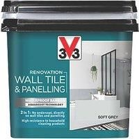 V33 Renovation Soft Grey Satin Wall Tile & Panelling Paint, 750Ml