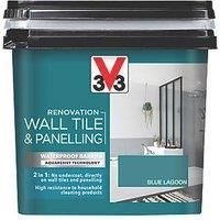 V33 Renovation Blue Lagoon Satinwood Wall Tile & Panelling Paint, 750Ml