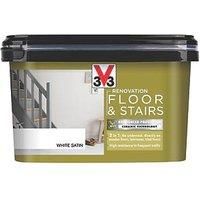 V33 High Performance White Satin Floor & Stair Paint, 2L