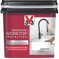 V33 Renovation Worktop Protection Paint Satin Clear 500ml (404FW)