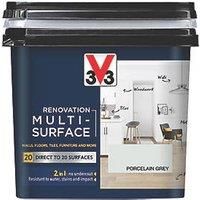 V33 Renovation Porcelain Grey Satinwood Multi-Surface Paint, 750Ml