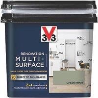 V33 Renovation Green Khaki Satinwood Multi-Surface Paint, 750Ml