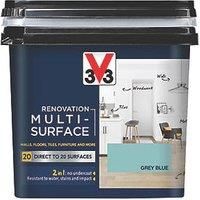 V33 Renovation Grey Blue Satinwood Multi-Surface Paint, 750Ml