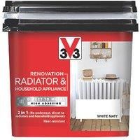 V33 Renovation White Matt Radiator & Appliance Paint, 750Ml