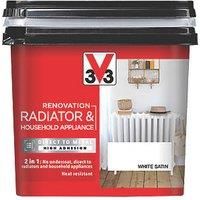 V33 Renovation White Satinwood Radiator & Appliance Paint, 750Ml