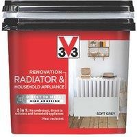 V33 Renovation Soft Grey Satinwood Radiator & Appliance Paint, 750Ml