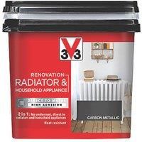 V33 Renovation Carbon Metallic Satinwood Radiator & Appliance Paint, 750Ml