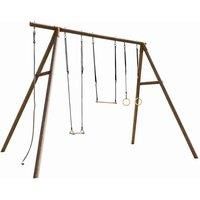 SOULET Galdar Wooden Outdoor Swing Set 3.3m Tall x1 Swing x1 Bar x2 Ring x1 Rope