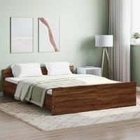 Bed Frame with Headboard and Footboard Brown Oak 160x200 cm