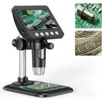 4.3'' Digital Microscope 1600X USB Microscope 2MP Video Microscope for Adult Soldering With 8 LEDs