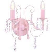 Wall Lamp with Beads Pink 2 x E14 Bulbs