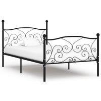 Bed Frame with Slatted Base Black Metal 90x200 cm