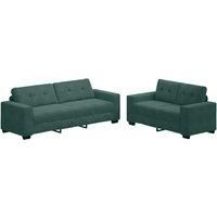 2 Piece Sofa Set with Cushions Dark Green Velvet