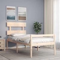Bed Frame with Headboard 90x200 cm Solid Wood
