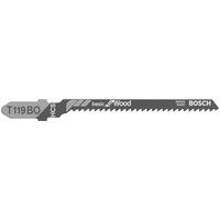 Bosch Professional 100 x Jigsaw blade T 119 BO Basic for Wood (for softwood, curved cut, accessories jigsaw)