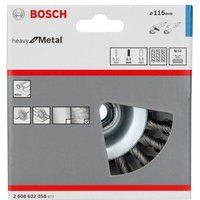 Bosch 2608622058 Conical Brush Knotted Wire, 0.5mm Steel, 115mm x M14, Silver/Green