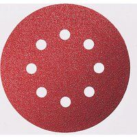Bosch 2608605643 Sanding Discs for Wood, Velcro Type, 8 Hole, 125mm, P120 Grit, Red, Pack of 5