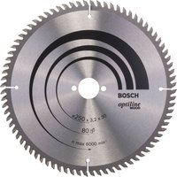 Bosch 2608640660 Optiline Wood Circular Saw Blade for Bench, 250mm x 3.2mm x 30mm, 80 Teeth, Blue