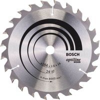 Bosch 2608640817 Optiline Wood Circular Hand Saw Blade, 184mm x 2.6mm x 16mm, 24 Teeth, Blue