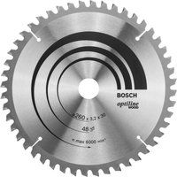 Bosch 2608641202 Optiline Mitre Circular Saw Blade for Wood, 260mm x 3.2mm x 30mm, 48 Teeth, Silver