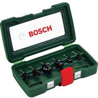 Bosch 6-Piece Hard Metal Router Bit Set (for Wood, Shank Ø 1/4", Accessory Routers)