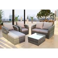 Rattan Modular Reclining Garden Furniture Sofa - 5, 6, 7, 8 Or 9-Piece Set!