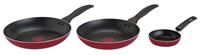 Tefal Easycare 3 Piece Aluminium Frying Pan Set  Red