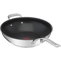 Tefal Jamie Oliver Cook's Classics Stainless Steel Wok Pan, 30 cm, Non-Stick Coating, Heat Indicator, 100% Safe, Riveted Silicone Handle, Oven-Safe, Induction Wok Pan E3068834