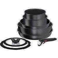 Tefal Ingenio Daily Chef (Black) 10Pc Set (22/26Cm Frypans, 16/18 Saucepans, 26Cm Wok, 2 Glass Lids + 2 Bakelite Handles)