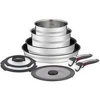 Tefal L97699 Jamie Oliver Ingenio G6 9-Piece Pans and Pot Set, Oven-Safe up to 250 °C Without Handle, Thermal Signal, PFOA-Free, Suitable for All Cookers Including Induction Stainless Steel/Black