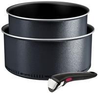 Tefal So Light 3 Piece Aluminium Saucepan Set - Black