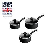 Tefal Titanium Essential Set 3 pcs, saucepans 16/18/20 cm + Lids, High-Performance Non-Stick Coating, Metal Spatula Safe, All Hobs excluding Induction, B941S344