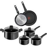 Tefal Titanium Ultra Plus Induction Non-Stick 6Pc Set, (Frying Pan 20/26Cm, Stewpot 24Cm, Saucepan 16/18/20Cm With Lids)