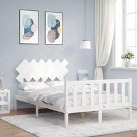 Bed Frame with Headboard White 120x200 cm Solid Wood