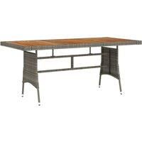 Garden Table Grey 160x70x72 cm Poly Rattan & Solid Acacia Wood
