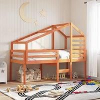 High Sleeper Bed without Mattress Wax Brown 80x200 cm Solid Wood Pine