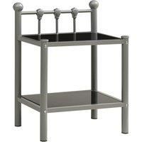 Bedside Cabinet Grey and Black 45x34.5x60.5 cm Metal and Glass