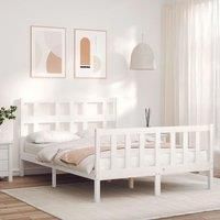 Bed Frame with Headboard White 140x200 cm Solid Wood