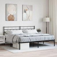 Metal Bed Frame with Headboard Black 183x213 cm