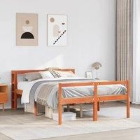 Bed Frame with Headboard without Mattress Wax Brown 150x200 cm King Size
