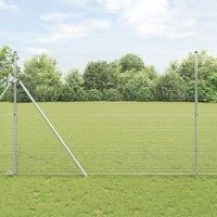 Welded Wire Fence with 13 Posts 1.5x50 m Galvanised Steel