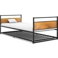 Pull-out Bed Frame Black Metal 90x200 cm