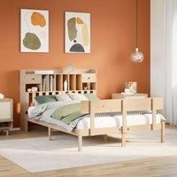 Bookcase Bed without Mattress 140x190 cm Solid Wood Pine