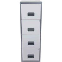 4 DRAWER PIERRE HENRY STEEL SILVER / WHITE LOCKABLE FILING CABINET A4  - NEW