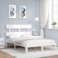 Bed Frame with Headboard White 120x200 cm Solid Wood