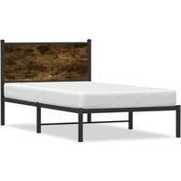 Metal Bed Frame without Mattress Smoked Oak 100x190 cm